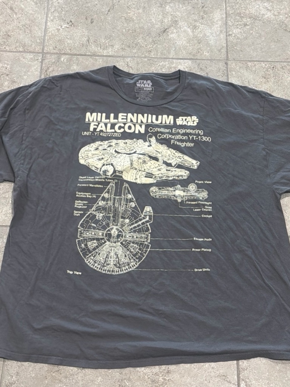 MAD Engine Star Wars Millennium Falcon Schematic Tee - Black